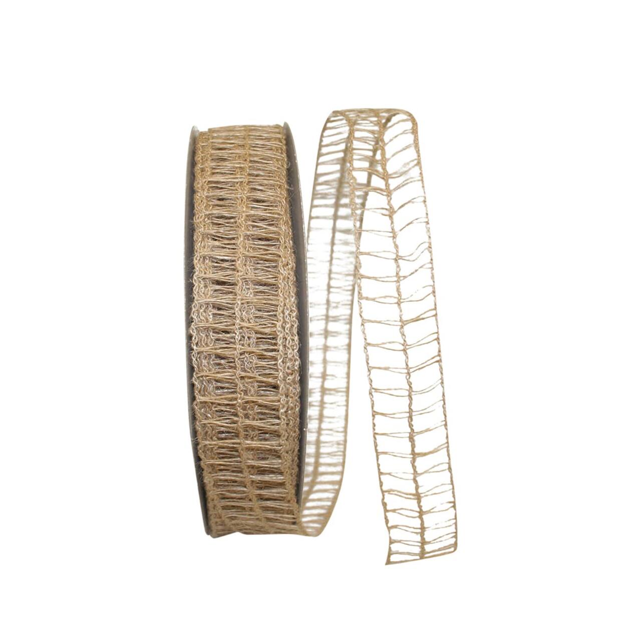 JAM Paper 1.5" x 50yd. Natural Wired Jute Net Ribbon